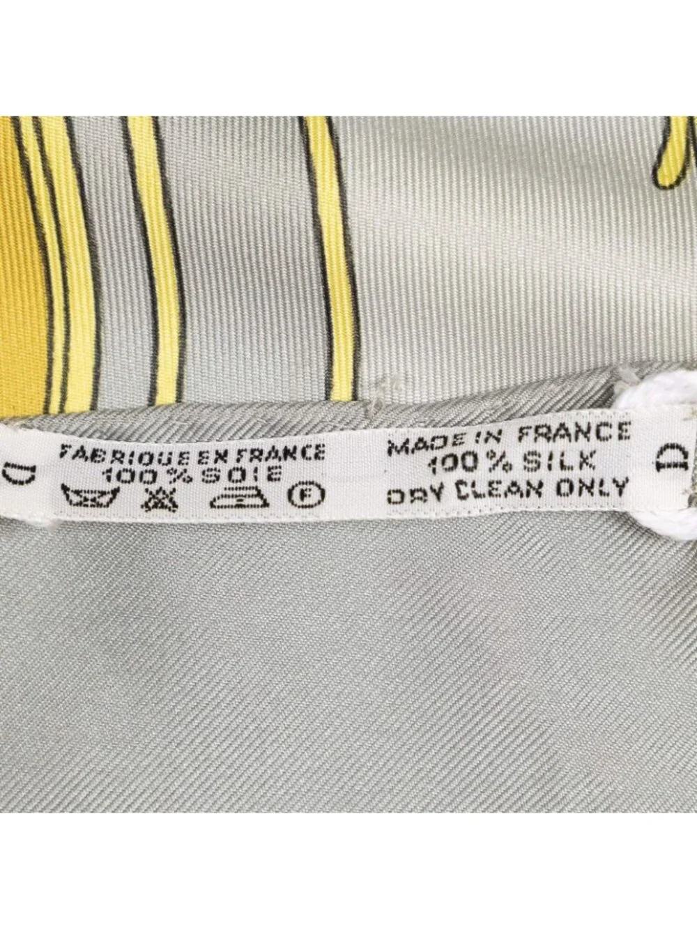 Hermes Scarf Gray Yellow Orange Silk